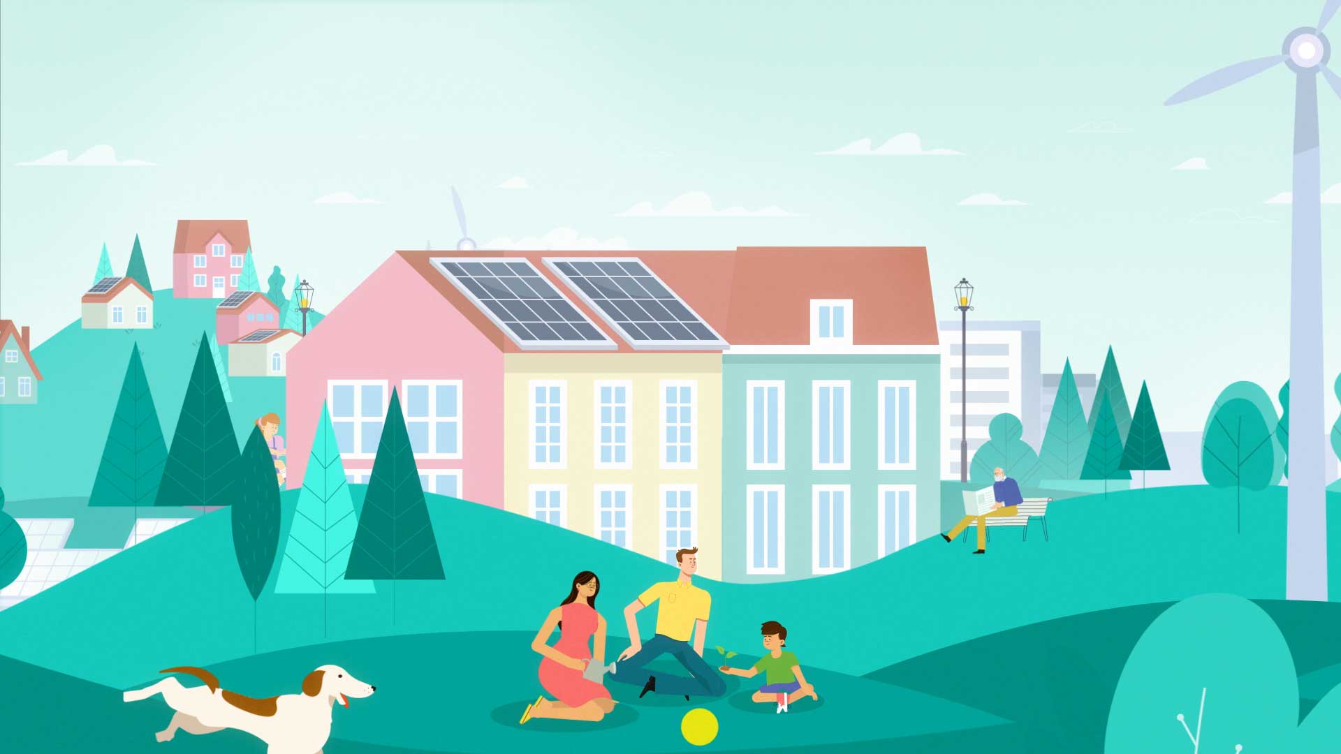 second scenerio with people playing in the park